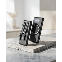 Powerbank 10000 Mah Led Ekranlı Dahili Kablolu Model Çok Renkli