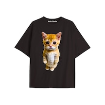 Kalic Studio El Gato Kedi Oversize Ünisex T-shirt Siyah Turkuaz