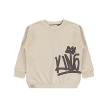 Civil Boys Kıng Baskılı 6-9 Yaş Sweatshirt - Bej Taş Rengi