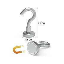 2 Adet Çok Amaçlı Güçlü Neodyum Mıknatıs Manyetik Kanca Askı - 16 Mm Çap Metal Gümüş Diğer