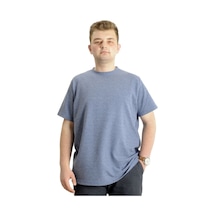 Mode Xl Büyük Beden Erkek T-Shirt Bisiklet Yaka Waffle 20033 Koyu Mavi 001