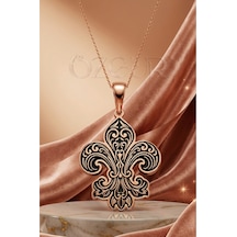 925 Ayar Gümüş Fleur De Lis Zambak Kolye Rose Gold