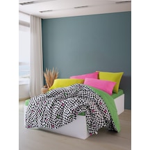Cozy Home Popping Colors Çift Kişilik Lastikli Çarşaflı Nevresim Takımı Dazzle Yeşil