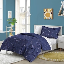 Dream Factory Çocuk 5 Parça Komple Yatak Seti Kolay Yıkanabilen Süper Yumuşak Mikrofiber Yorgan Yatağı, İkiz, Lacivert Zodyak