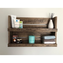 Kuzela Ahşap Duvar Rafı Ceviz - Siyah