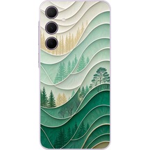 Samsung Galaxy A35 Uyumlu Beyaz Çizgili Orman Baskılı Silikon Kılıf Renkli
