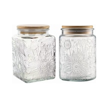 Cam Saklama Kavanozu, 28 Oz/24 Oz Bambu Ahşap Kapaklı Cam Gıda Saklama Kapları, Mutfak Tezgahı, Kiler, Kurabiye, Kahve, Çay, Şeker İçin 2 Hava Geçirmez Kurabiye Kavanozu Seti Çok Renkli