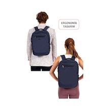 Dada Unisex Lacivert Okul Sırt Çanta Orta Boy Lise Üniversite 13,3-14 inç Usb Type-c Su Geçirmez Oxford Kumaş