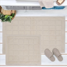 Soft Kare 2'li Banyo Paspası - Ekru - 60x100 Cm + 50x60 Cm Çok Renkli