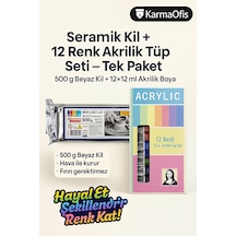 Seramik Kil 500 G + 12 Renk Akrilik Tüp Seti Başlangıç Modellem