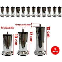 Ademkocplastik 10 - 12 - 15 Cm Metal Krom Baza Koltuk Kanepe Sehpa Ayağı 12 Adet