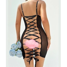Intive Fantasy Arkası Tamamen Bağlamalı Transparan Mini Slim Fit Siyah
