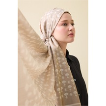 İmannooor Karanfil Monogram Bej İpek Şal 68x200