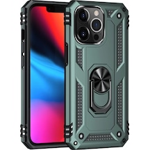 Ilkeshop Newface Apple iPhone Uyumlu 13 Pro Kılıf Sofya Yüzüklü Silikon Kapak - Yeşil