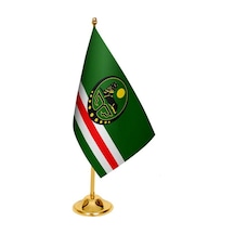 Masa Üstü Çeçenistan İçkerya Bayrağı + Pirinç Direk Masa Bayrak S