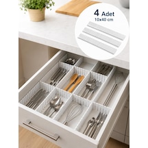 4'lü Çekmece İçi Düzenleyici 10x40 Cm Custom Organizer İsteğe Göre Kesilebilir Dolap Çekmece İçi Makyaj Çata Diğer