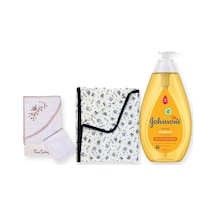 Baby Shower Hediye Seti 3 Parça: Pierre Cardin Kundak Havlu + Johnson's Şampuan + Battaniye - Mavi