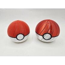 3d Baskı Pokebal - Segmentli Pokeball Dekoratif Küre-kırmızı