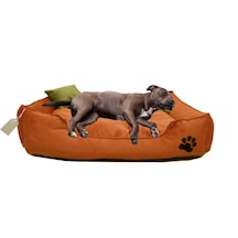 Büyük Irk Köpek Yatağı Ultrasoft Yıkanabilir Yüksek Kaliteli Kumaş Pati İşlemeli - 70 X 90 Cm - Kiremit