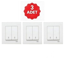 Viko Karre 3 Adet Beyaz Komütatör Vavien Anahtar+çerçeve Elektrik Anahtarı Seti 3 Adet Mekanizma + 3 Adet Tekli Çerçeve