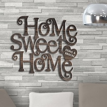 Kişiye Özel Home Sweet Home Koyu Renk Dokulu Ahşap Duvar Yazısı - 3