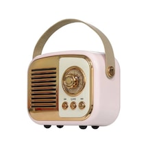 Mikado Md-24bt Echoes 3w 800mah Pembe Usb+tf Kart+bluetooth Destekli Klasik Retro Müzik Kutusu