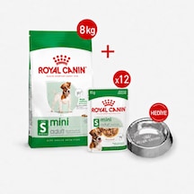 Mını Adult - Kuru Köpek Maması 8kg + Yaş Mama 12 85 Gr + Çelik Mama Kabı