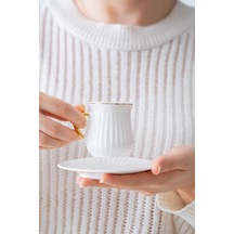 Lena 6 Kişilik Beyaz Kahve Fincanı Takımı - 90 Ml Acı Kahve