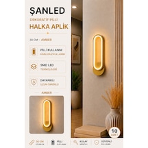 Dekoratif 20w Halka Modeli İç Mekan Gold Kasa Amber Işık 30 Cm Duvar Aplik Pilli 10 Adet