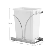 Essentials Glidez Krom Kaplama Çelik Çekme/kaydırmalı Gizli Tekli 9 Galon Plastik Çöp Kovası Dolap Altı Kullanım İçin - Standart Boy Dolap, Krom Ve Beyaz