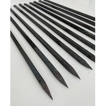 10 Adet Kare Tavuk Patlıcan Şişi - Kara Demir 10 Mm - Özel Yapım