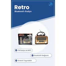 Nostaljik Radyo Retro Tasarım Fm Bluetooth Mp3 Destekli Antenli T