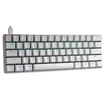 H61k Mini Mekanik Kablolu Gaming Oyuncu Klavye Türkçe Q Blue Switch 12 Ad Rgb Led Işık Modlu 61 Tuşlu Beyaz