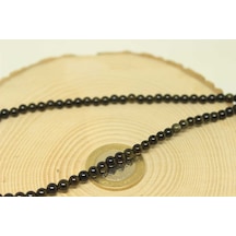 Golden & Siyah Obsidyen Taşı 4,5mm/10 adet Altın