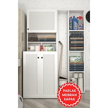 Kenzlife Membran Çamaşır Makinesi Dolabı Kasparovsüpürge Byzbyz Panjur 180 126 55-20 Mebran Kapak Mdf Gövde Banyo Kapaklı Arkalıksız Beyaz