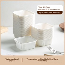 Symbee Evde Kek Pişirmek İçin Tek Kullandım Silikonlu Yağ Geçirmez Isı Dayanıklı Kare Bardak Beyaz + Kapaklı 50 Adet Diğer