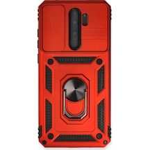 Xiaomi Redmi Note 8 Pro Uyumlu Kılıf Pars Lens Yüzüklü Silikon - Kırmızı