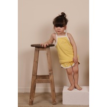 Pastel Sarı Askılı Şortlu Takım Pastel Sarı