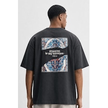 Respire Erkek Itsbyzey Nakış Detaylı Oversize T-shirt Füme