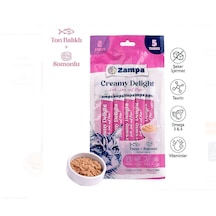 Zampa Creamy Delight Somonlu Ve Tuna Balıklı Kedi Krema Ödül Maması 16 Gr X 5 Adet