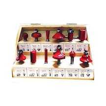 12 Parça Freze Uç Takımı Ahşap Oyma Ağaç Delme Çantalı Set 8 Mm