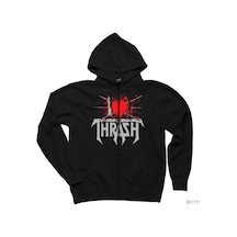 I Love Trash Siyah Fermuarlı Kapşonlu Sweatshirt Siyah