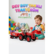 Dev Boy Oyuncak Traktör Ve Su Tankeri Seti Hareketli Kepçeli Eğitici Oyuncak 80 Cm Mega Traktör