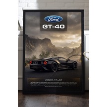 Ford Gt-40 Siyah Ahşap Çerçeveli Poster, Dekoratif Araba Duvar Tablosu