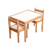 Baby Toys Montessori Ahşap Masa Ve Sandalye Seti Ahşap - Beyaz