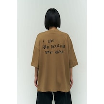 Mai Studios Co. I Like Mama Açık Haki Oversize T-shirt Haki