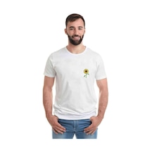 Cute Aesthetic Sunflower Baskılı Beyaz Erkek Tshirt