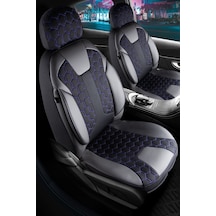 Hyundai İx20 Deri Detaylı Oto Koltuk Kılıfı Ön Arka Set Siyah Mavi Cyrus Scr