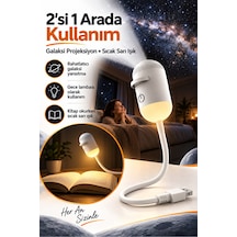 Usb Galaksi Projektör 2 Si 1 Arada Led Gece Lambası 360 Ayarlanabilir 8 Disk Değiştirilebilir Filmli Led Projektör Beyaz - 923547833 Beyaz