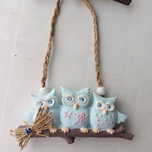 Cutemodels 3 Lü Baykuş Mavi Duvar Süsü 5x13 Cm